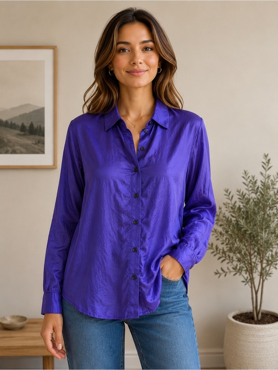 S.I.N.Y. Tops - Silk Long Sleeve Women’s Purple Button-Up Blouse by S.I.N.Y. Size Medium